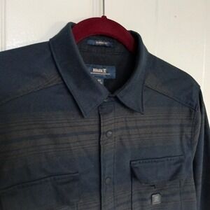 ROARK Shirt Diablo Flannel Men's XS Brown Blue Striped Snap Button Shacket LS